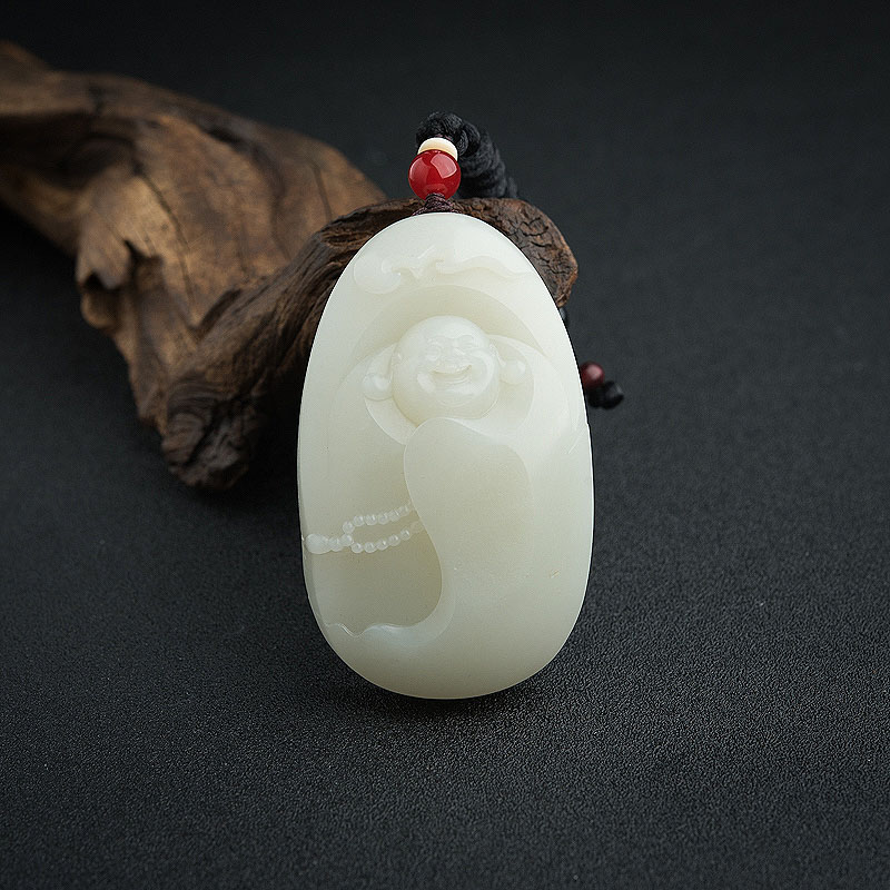 新疆天然籽料和田青白玉佛吊坠 - 红掌柜