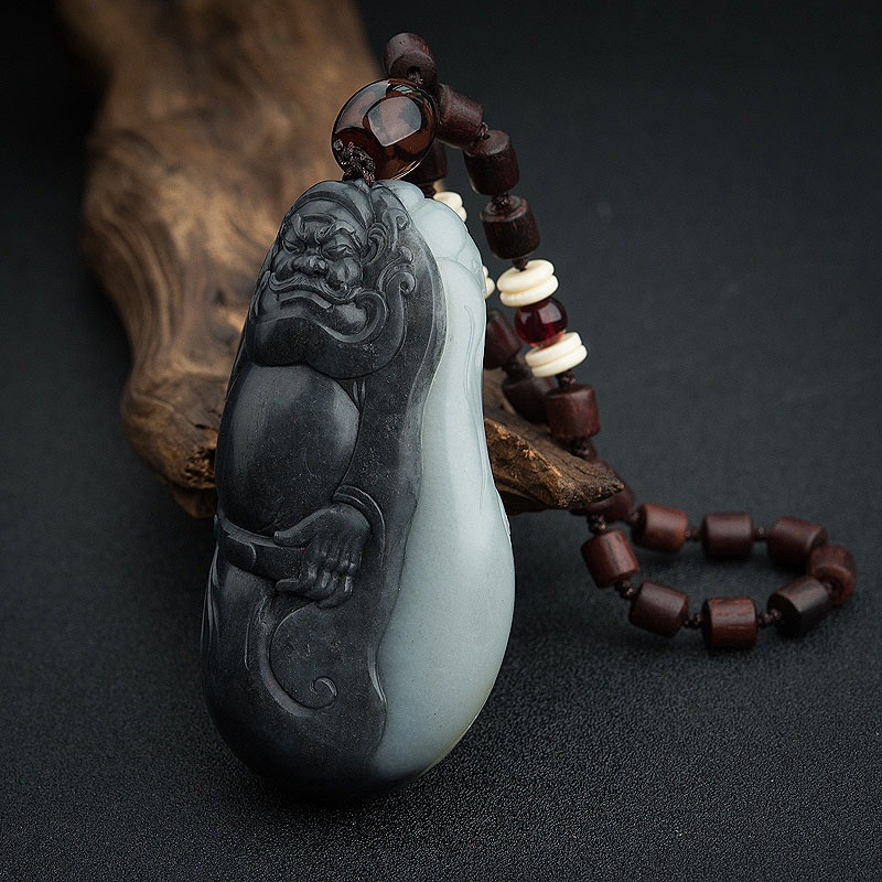 籽料和田玉钟馗嫁妹手把件 - 红掌柜