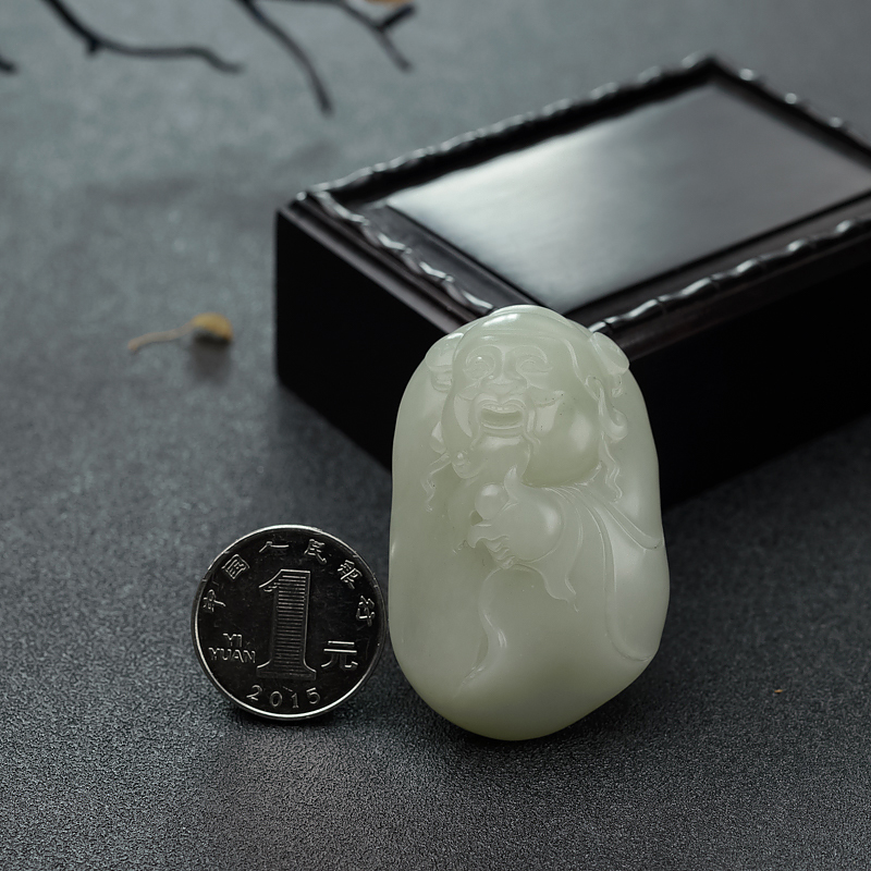 和田玉籽料财神吊坠 - 红掌柜