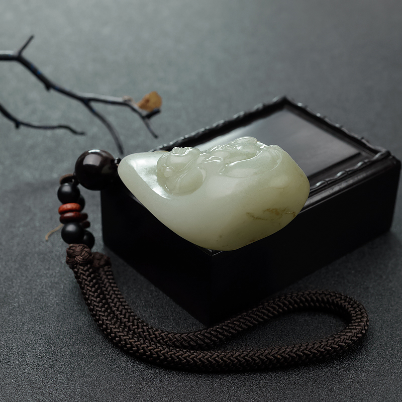 新疆和田青白玉籽料佛吊坠 - 红掌柜