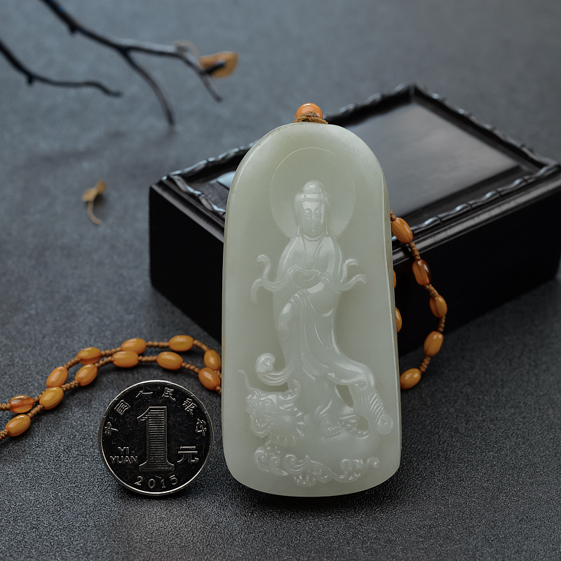 新疆和田籽料观音吊坠 - 红掌柜