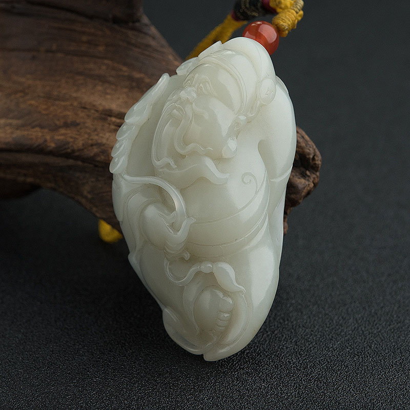新疆籽料和田玉财神吊坠 - 红掌柜