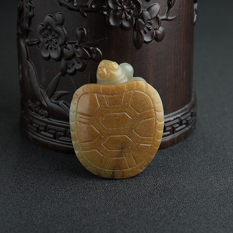 新疆籽料俏色和田玉乌龟摆件 - 红掌柜