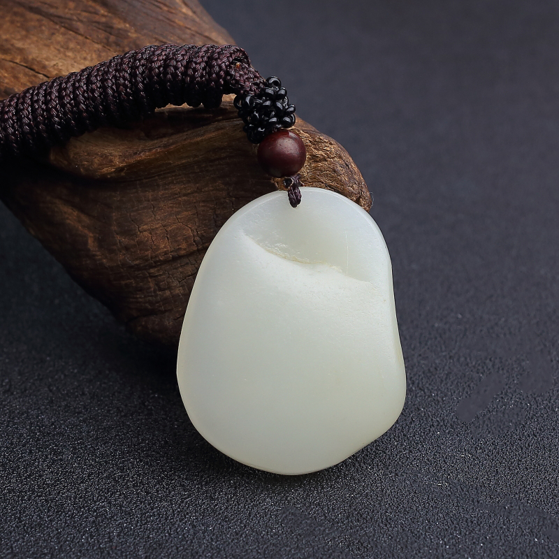 和田青白玉观音吊坠 - 红掌柜