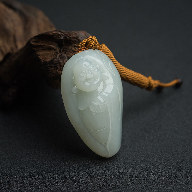 新疆籽料和田白玉弥勒佛-红掌柜