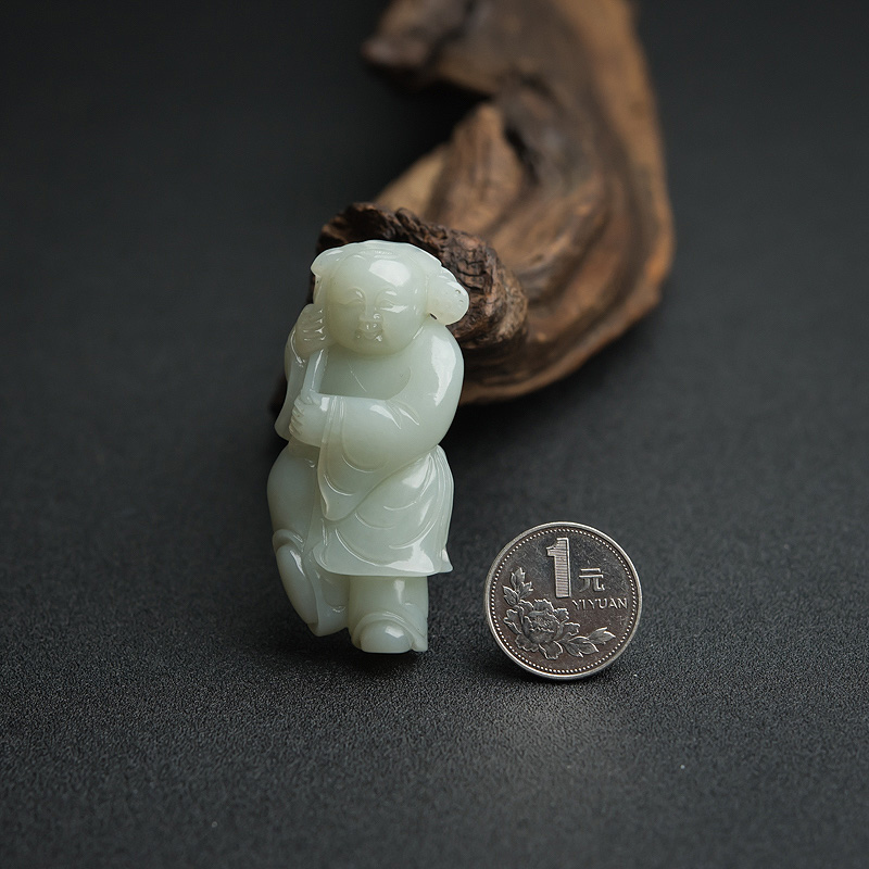 籽料和田青白玉童子-红掌柜