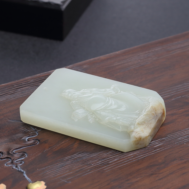 新疆籽料和田青白玉关公-红掌柜