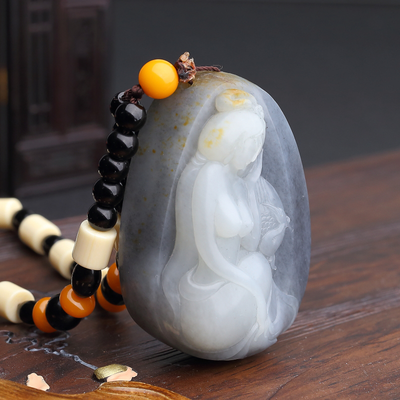 新疆籽料和田玉美女手把件-红掌柜