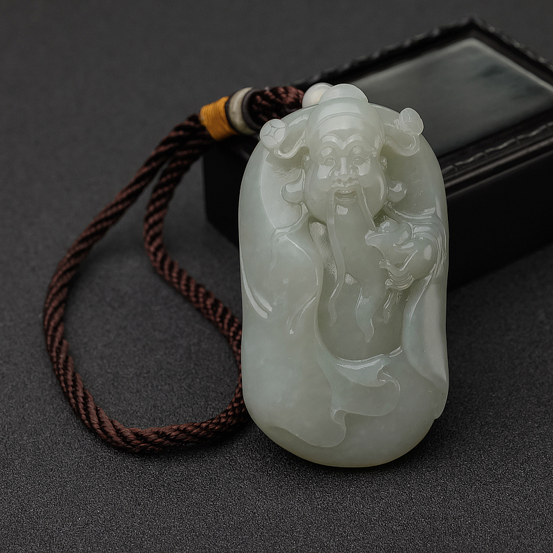 籽料和田青白玉财神手把件-红掌柜
