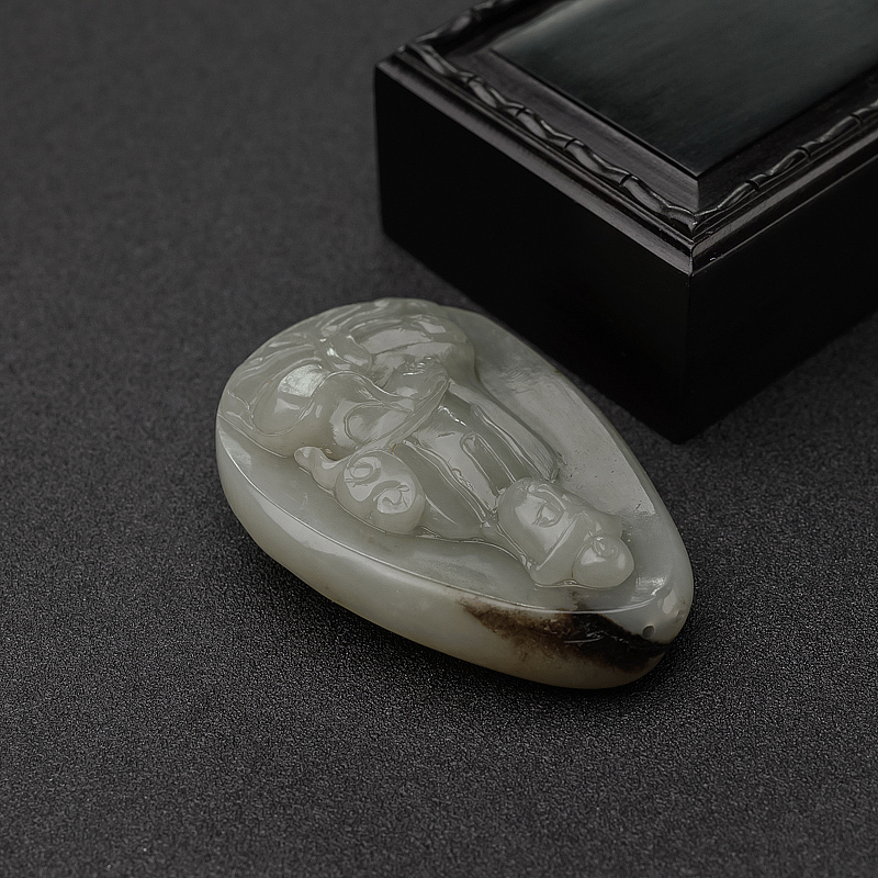 籽料和田青白玉观音吊坠-红掌柜