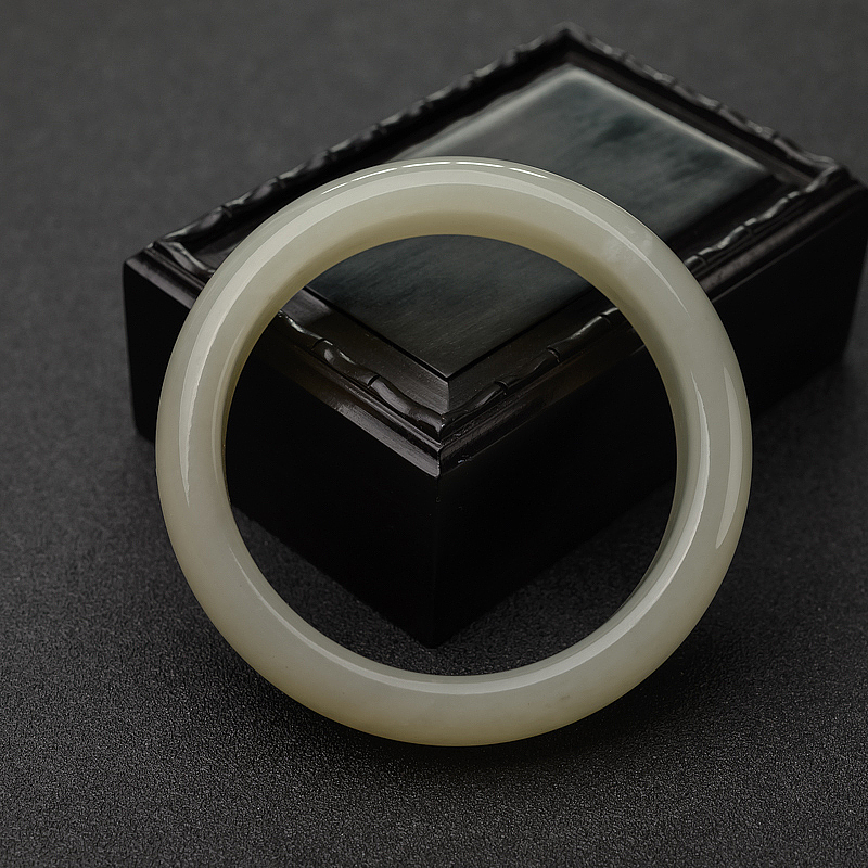 韩国山料和田白玉平安镯-红掌柜