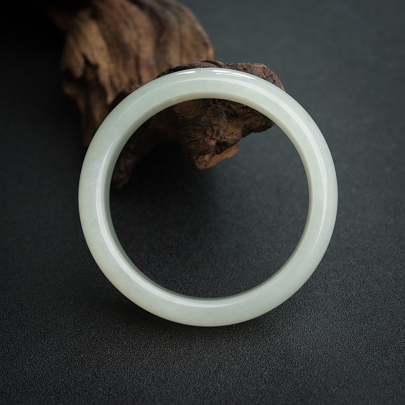 60.5mm山料和田白玉扁镯-红掌柜