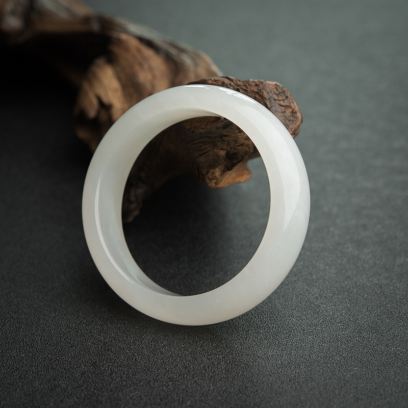 天然山料和田白玉扁镯-红掌柜