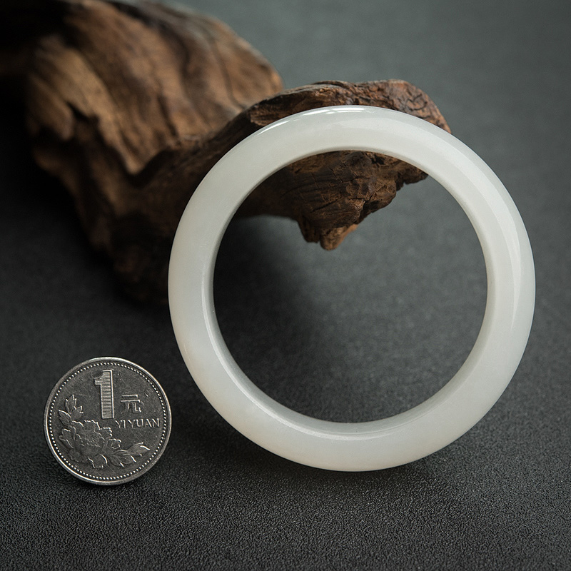 青海天然和田白玉扁镯-红掌柜