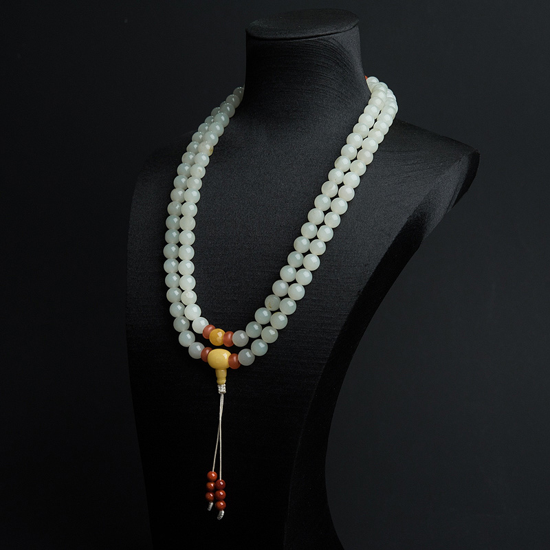 籽料和田白玉108佛珠-红掌柜