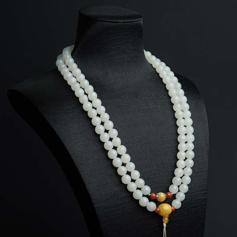 和田白玉108佛珠-红掌柜