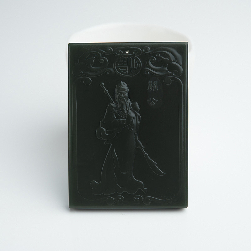 山料和田青玉关公吊坠-红掌柜