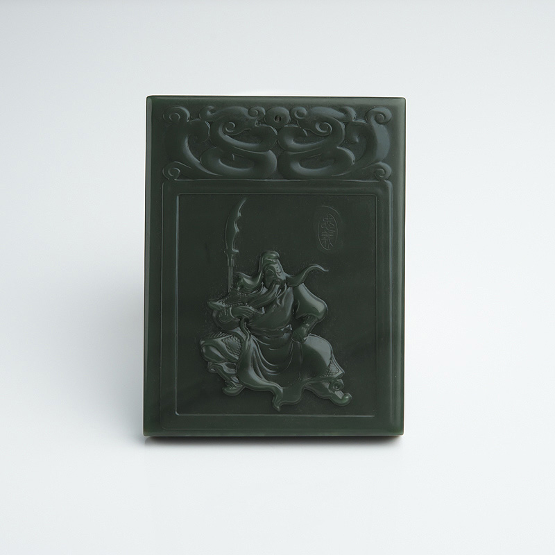 山料和田青玉关公吊坠-红掌柜