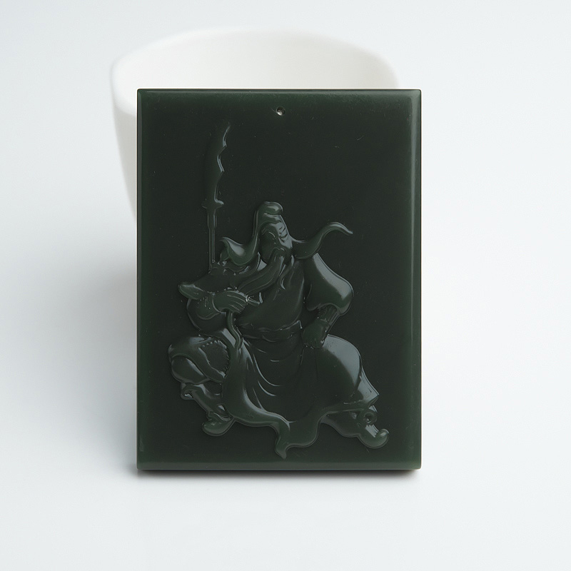 山料和田青玉关公吊坠-红掌柜