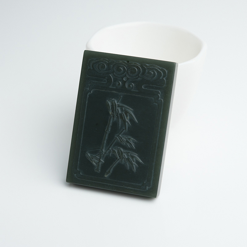 俄罗斯山料和田青玉节节高升吊坠-红掌柜