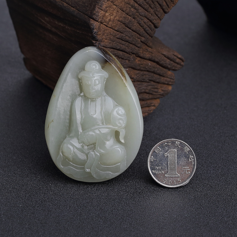 天然和田玉观音吊坠-红掌柜