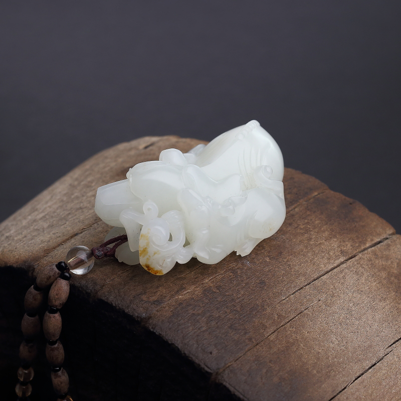 新疆籽料和田白玉旺财手把件-红掌柜