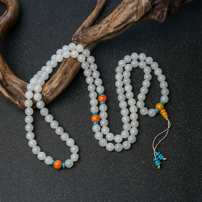 和田白玉108佛珠-红掌柜