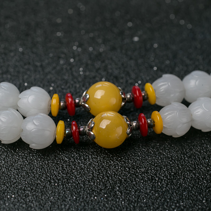 俄罗斯和田玉莲花珠108佛珠-红掌柜