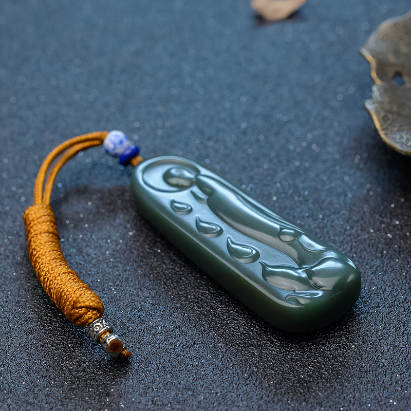 俄料和田青玉悟道吊坠-红掌柜