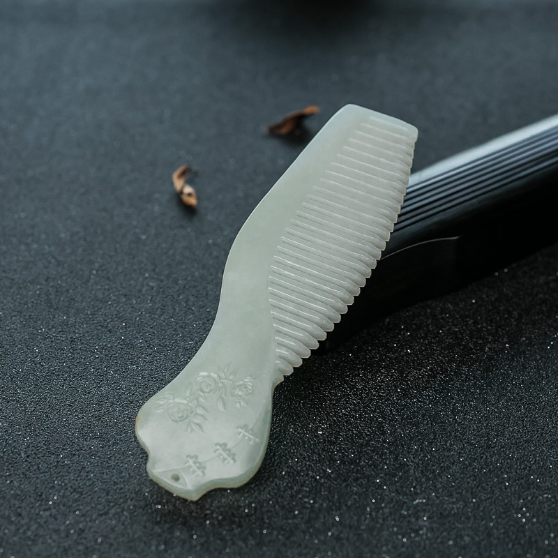 山料和田青白玉梳子-红掌柜