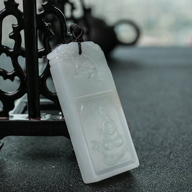 山料和田玉观音吊坠-红掌柜