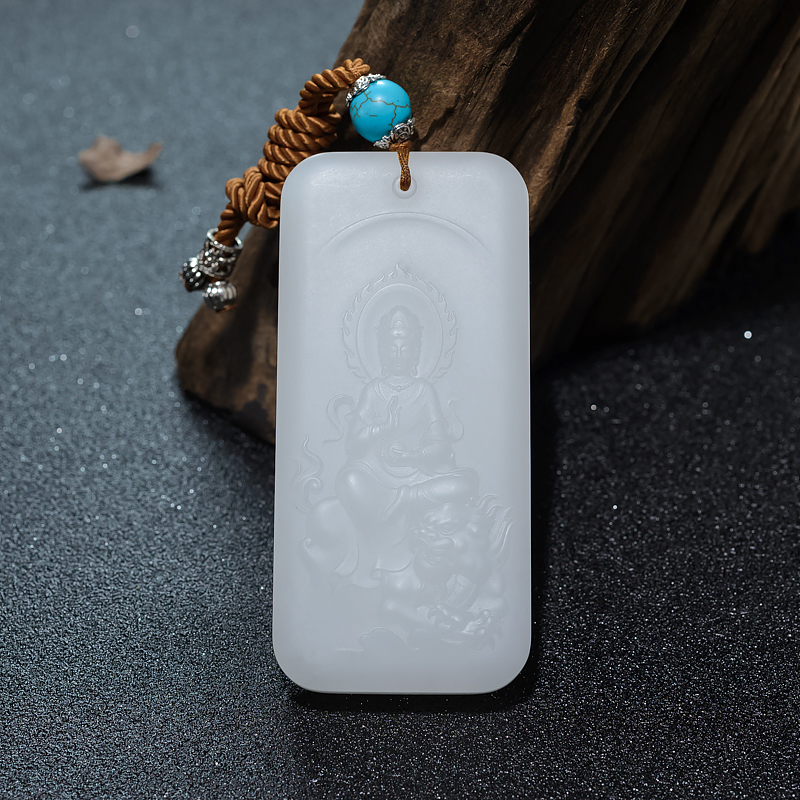 山料和田白玉文殊菩萨吊坠-红掌柜