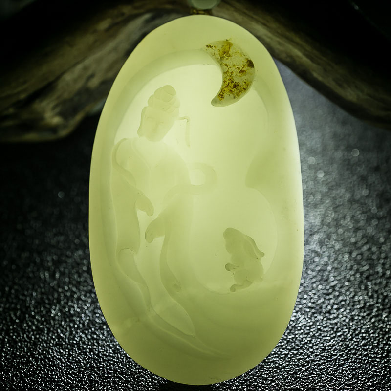 俄料天然山料和田玉嫦娥项链-红掌柜