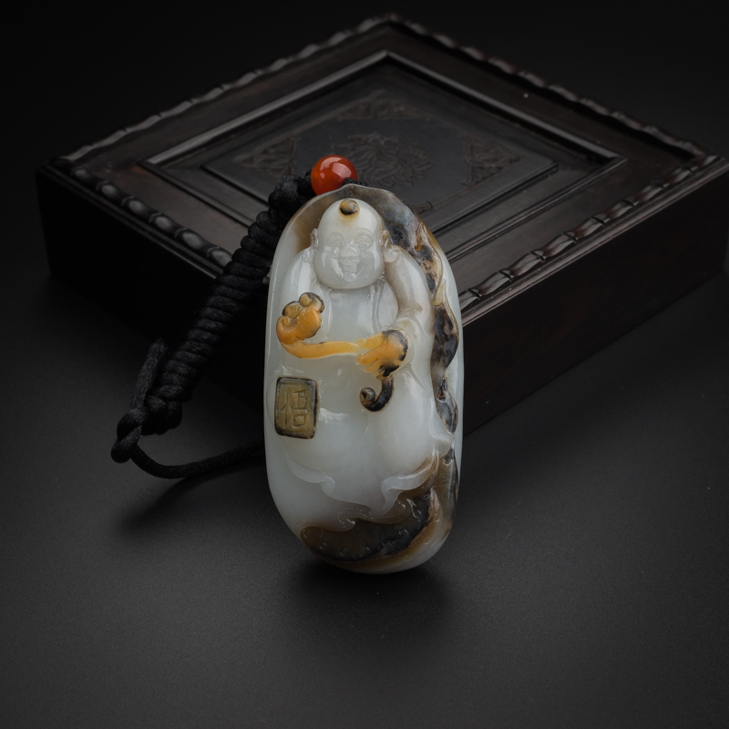 新疆天然和田玉佛吊坠 - 红掌柜