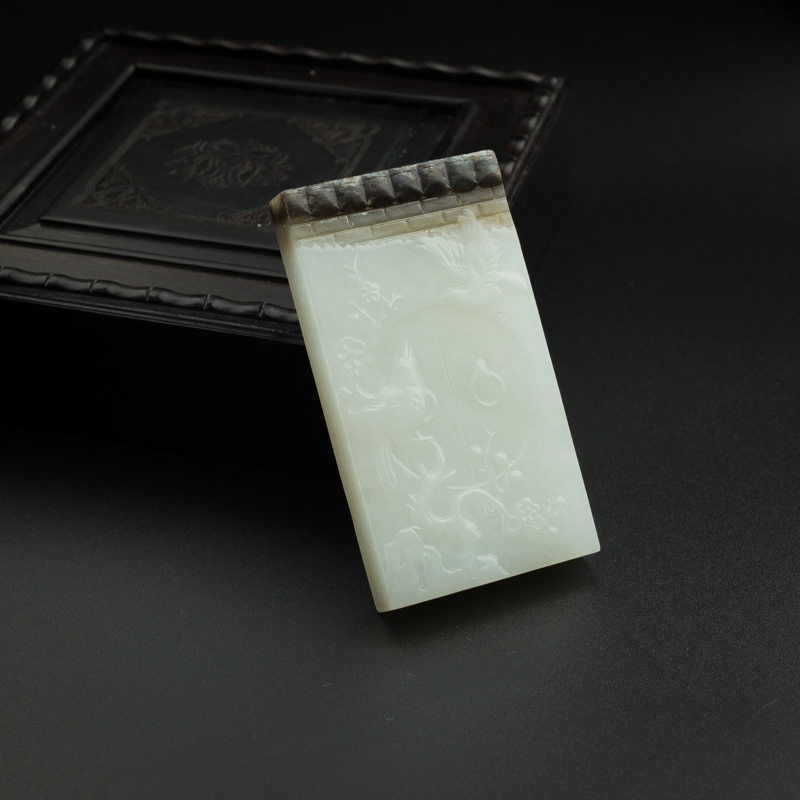 天然和田玉花鸟吊坠 - 红掌柜