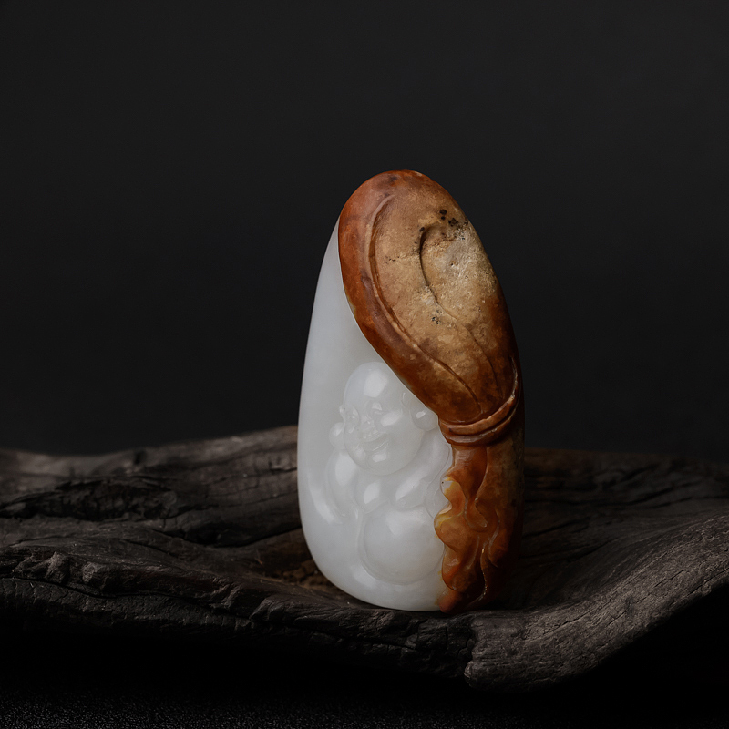 天然和田玉弥勒佛吊坠 - 红掌柜