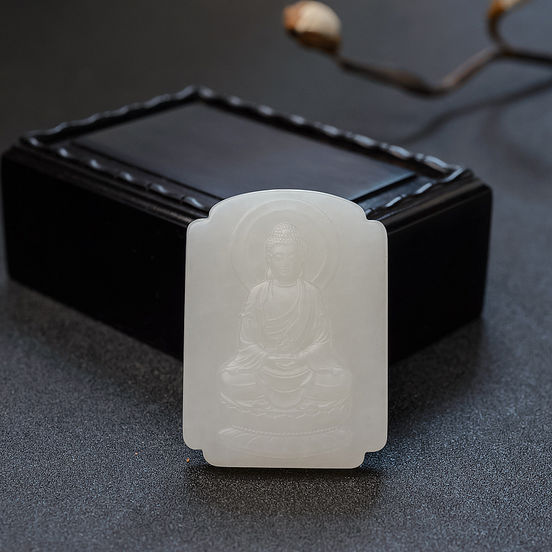 俄料白玉山料阿弥陀佛吊坠-红掌柜