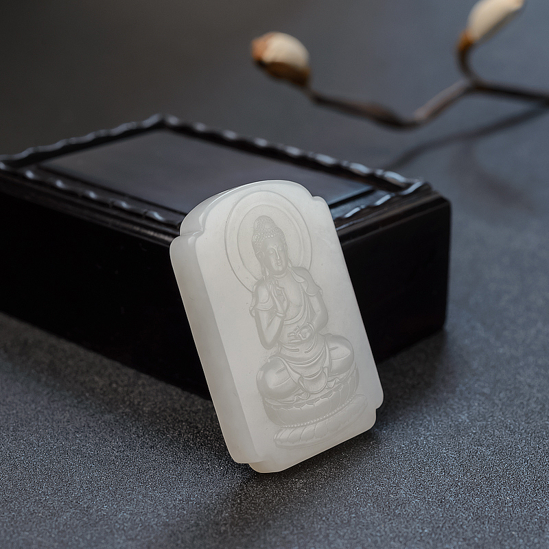 俄料白玉大日如来吊坠-红掌柜