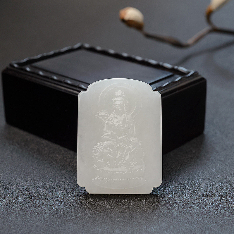 俄料白玉山料普贤菩萨吊坠-红掌柜