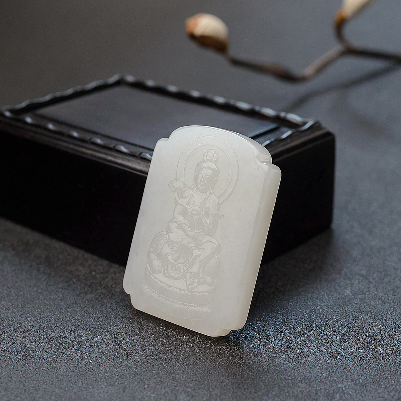 俄料白玉普贤菩萨吊坠-红掌柜