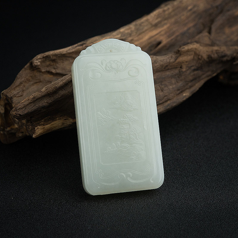 俄料和田白玉山料吊坠-红掌柜