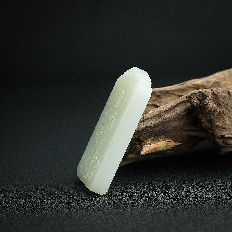 和田白玉观音牌吊坠-红掌柜