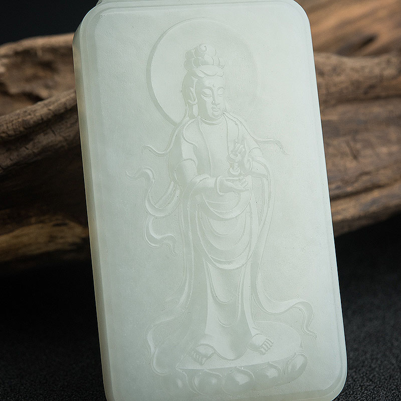 俄料和田白玉吊坠-红掌柜