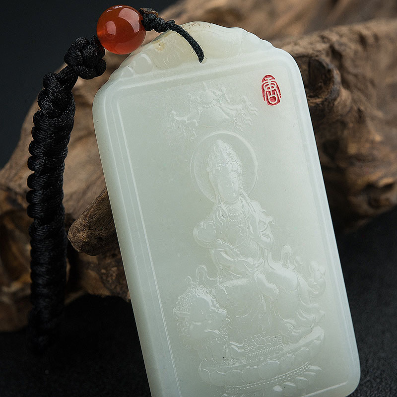 俄料天然白玉吊坠-红掌柜