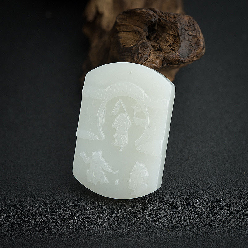 俄料白玉山料童趣吊坠-红掌柜