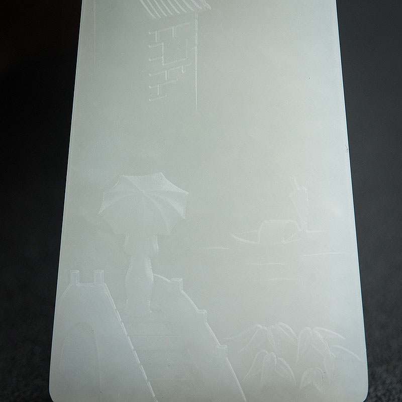 白玉山料山水意境牌吊坠-红掌柜