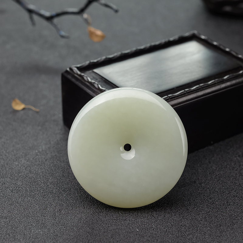 俄料和田青白玉山料平安扣吊坠 - 红掌柜