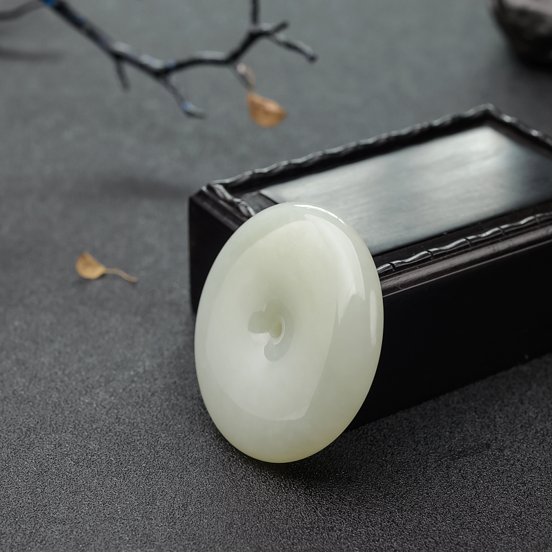 和田青白玉山料平安扣吊坠 - 红掌柜