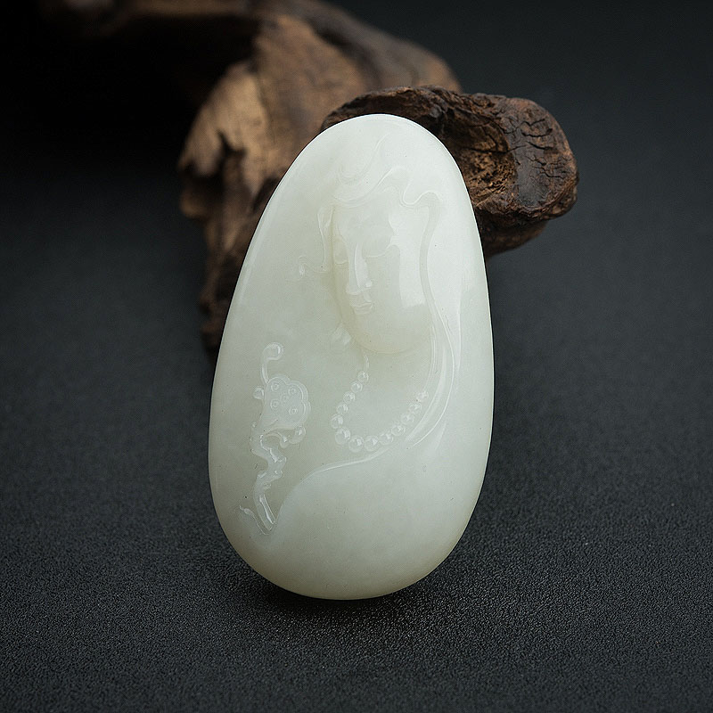 俄料白玉山料观音吊坠-红掌柜