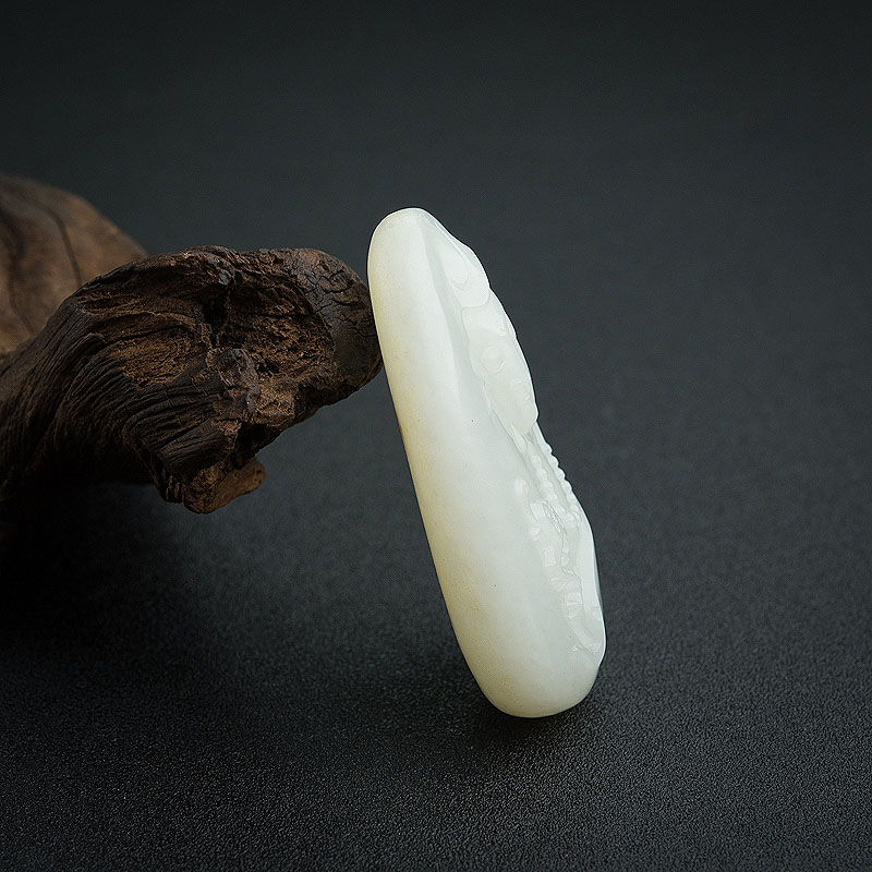 俄料天然白玉观音吊坠-红掌柜